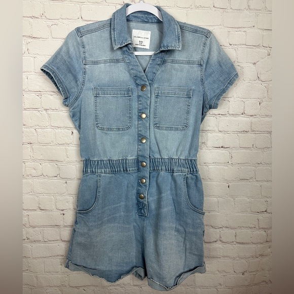 Celebrity Pink Denim Romper Jumpsuit 80’s Retro Jean One Piece Sz S - Picture 1 of 5